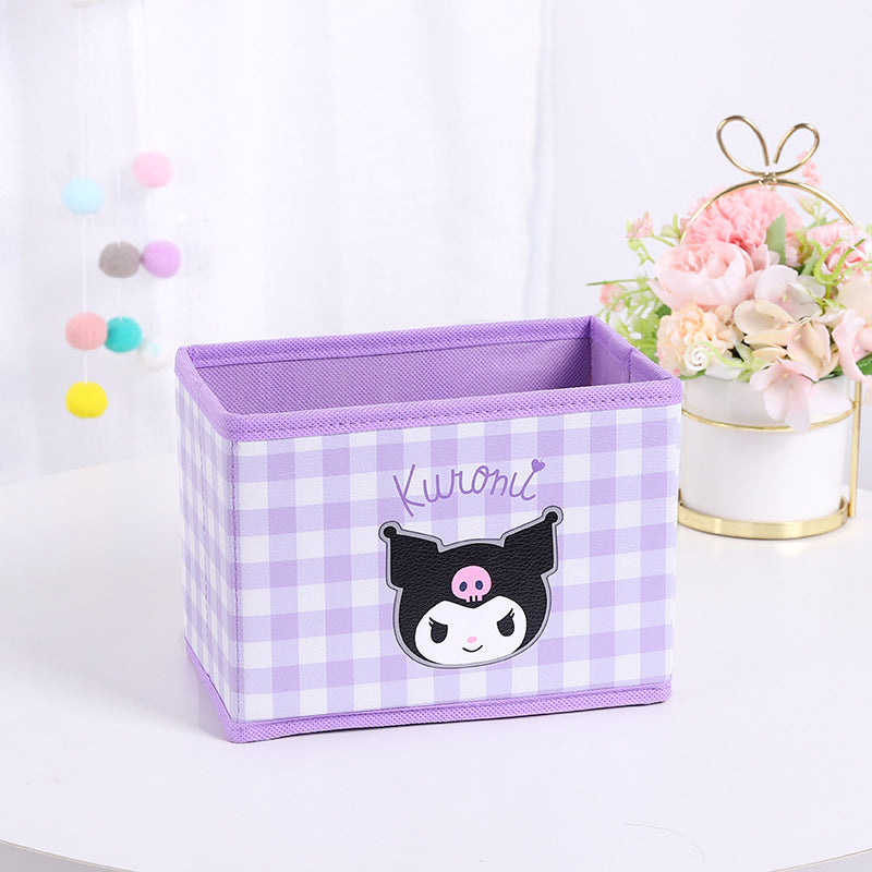 Cute Cartoon Foldable Storage Box, Sweet Desktop Organizer for Cosmetics, Students, Home & Desk
