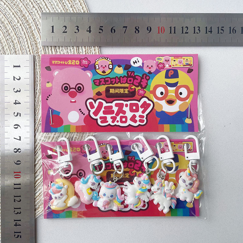 Cute Cartoon Resin Keychain Charms Set