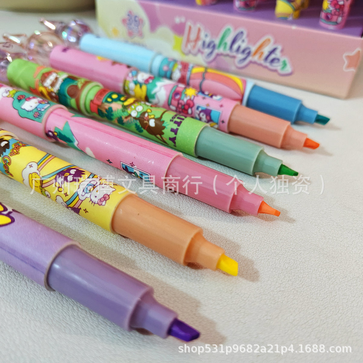 Sa.nrio Crystal 6-Color Highlighter Set