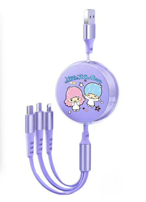 Cute Macaron 120W Retractable 3-in-1 Charging Cable
