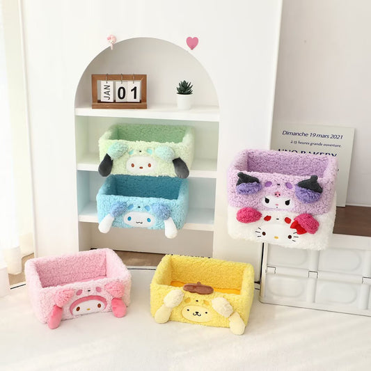 Sanr.io  Cute Cartoon Plush Storage Organizer Box