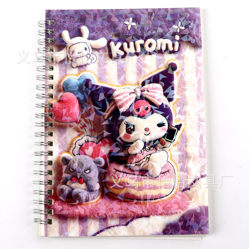Cute A5 Holographic Plush-Look Spiral Notebook