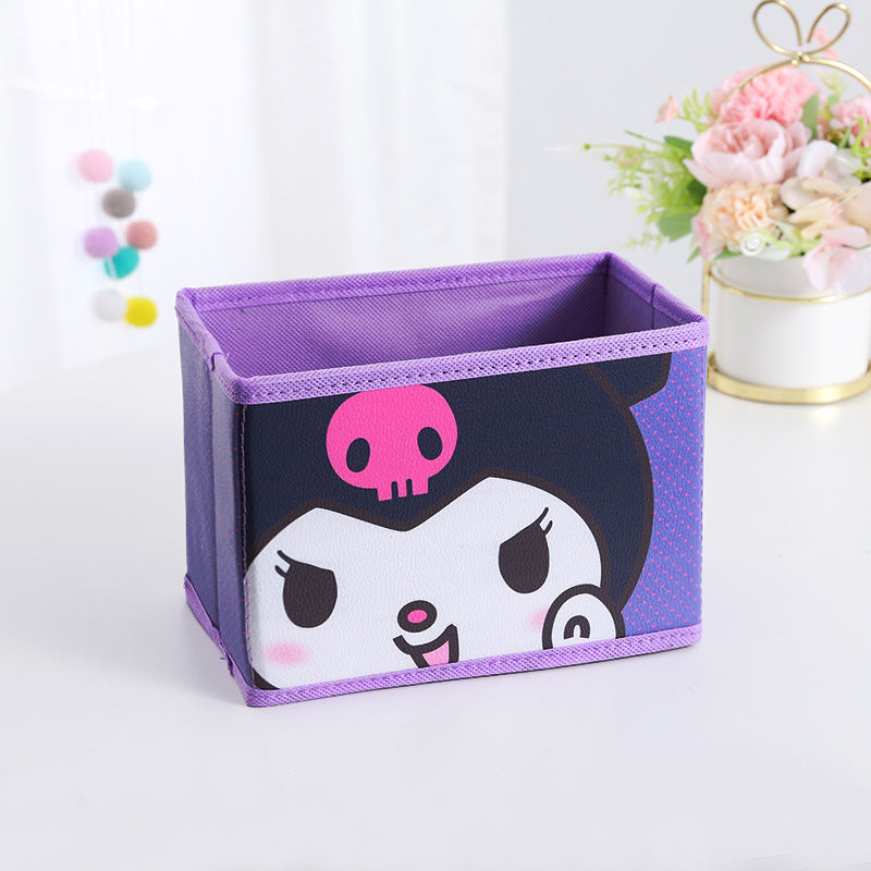 Cute Cartoon Foldable Storage Box, Sweet Desktop Organizer for Cosmetics, Students, Home & Desk
