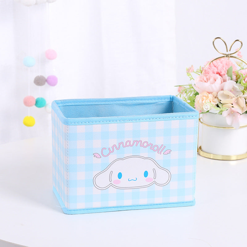 Cute Cartoon Foldable Storage Box, Sweet Desktop Organizer for Cosmetics, Students, Home & Desk