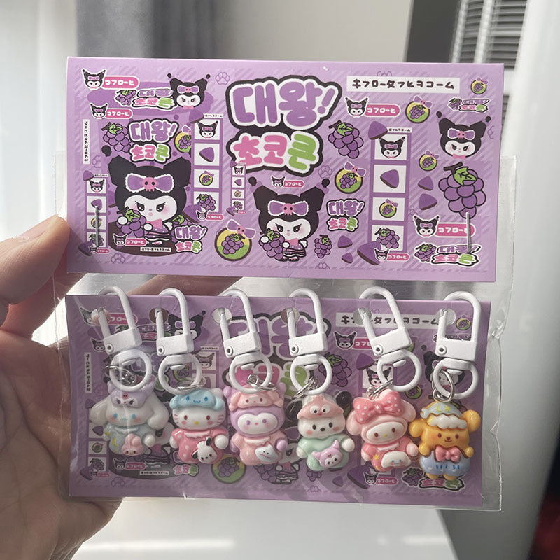 Cute Cartoon Resin Keychain Charms Set