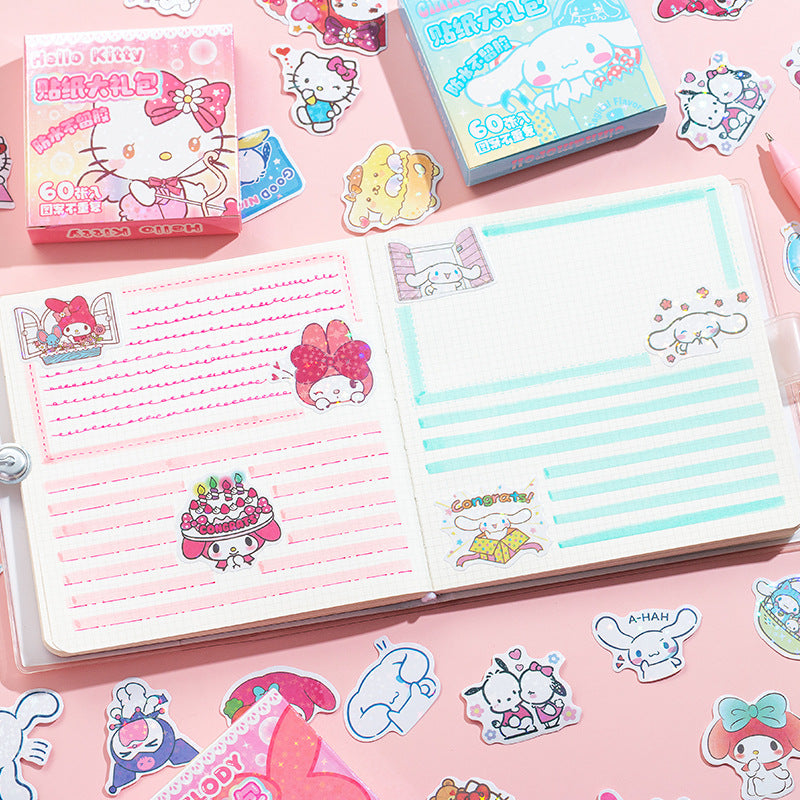 Sa.nrio Cute Holographic Stickers – 60 pcs/Box