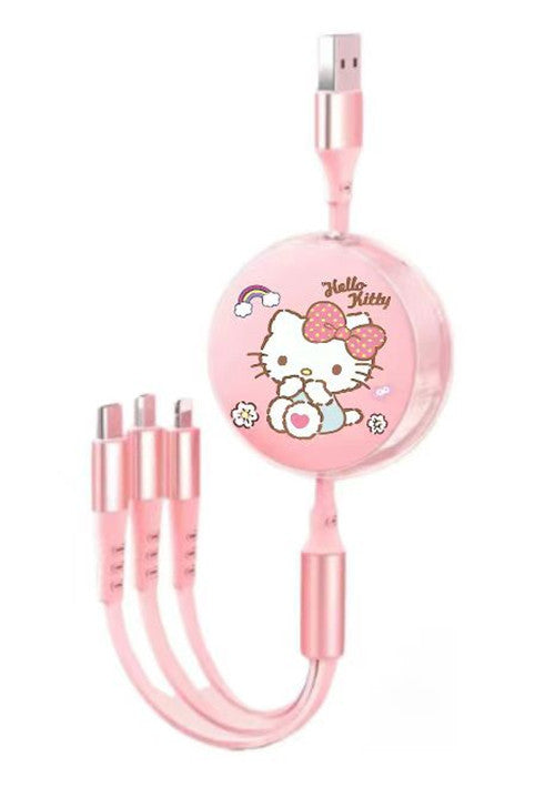 Cute Macaron 120W Retractable 3-in-1 Charging Cable