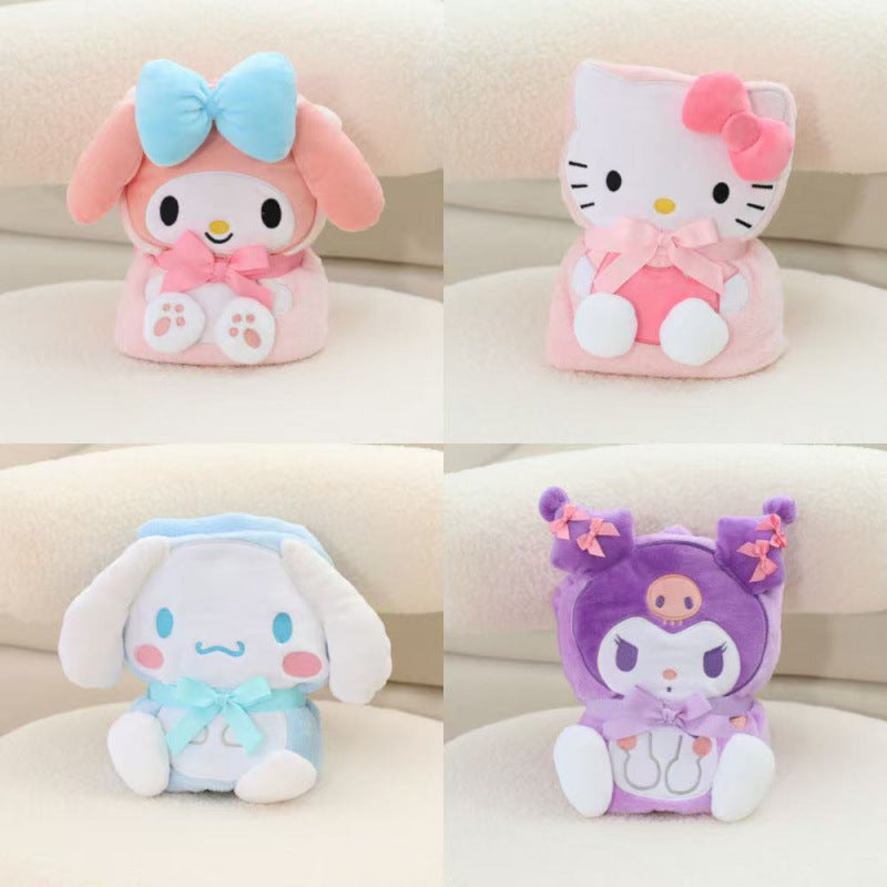 Sanr.io Cute Embroidered Roll-Up Throw Blanket