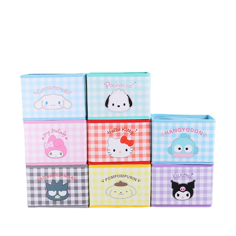 Cute Cartoon Foldable Storage Box, Sweet Desktop Organizer for Cosmetics, Students, Home & Desk