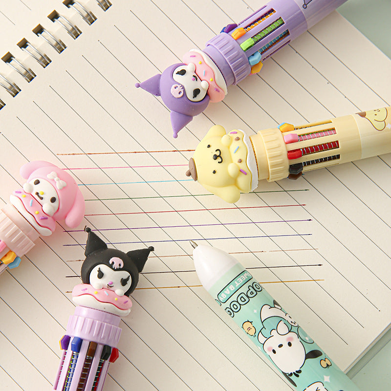 Sanr.io Cute Kawaii 10-Color Click Ballpoint Pen