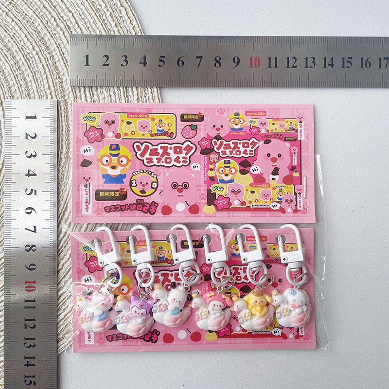 Cute Cartoon Resin Keychain Charms Set