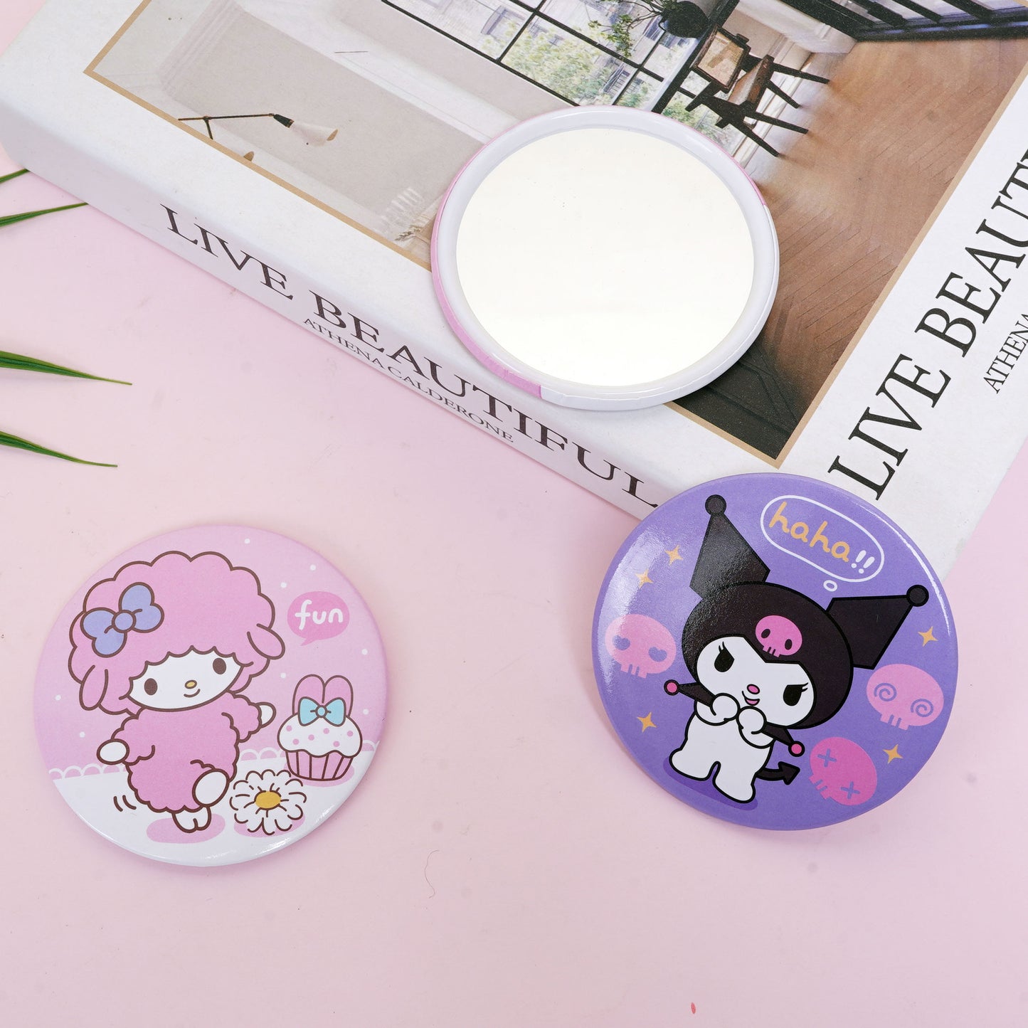 Sanr.io  Mini Round Portable Makeup Mirror