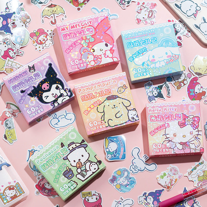 Sa.nrio Cute Holographic Stickers – 60 pcs/Box