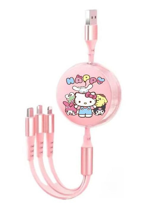 Cute Macaron 120W Retractable 3-in-1 Charging Cable
