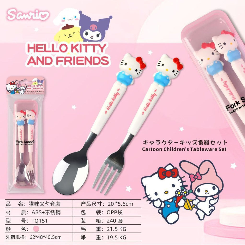 Sanri.o Portable Kids Stainless Steel Utensil Set