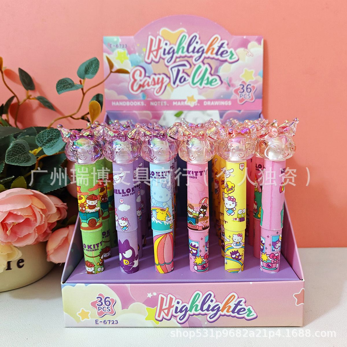 Sa.nrio Crystal 6-Color Highlighter Set