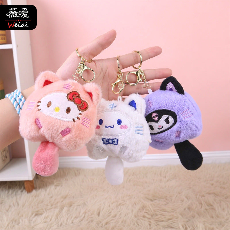 Cute Lucky Cat Plush Keychain Bag Charm