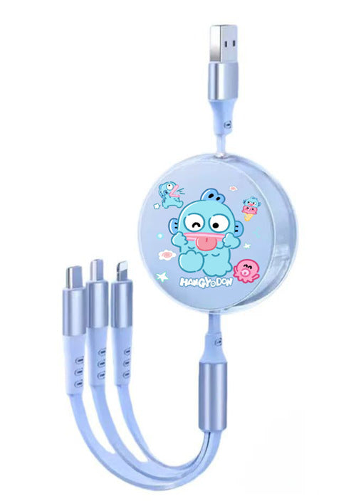 Cute Macaron 120W Retractable 3-in-1 Charging Cable