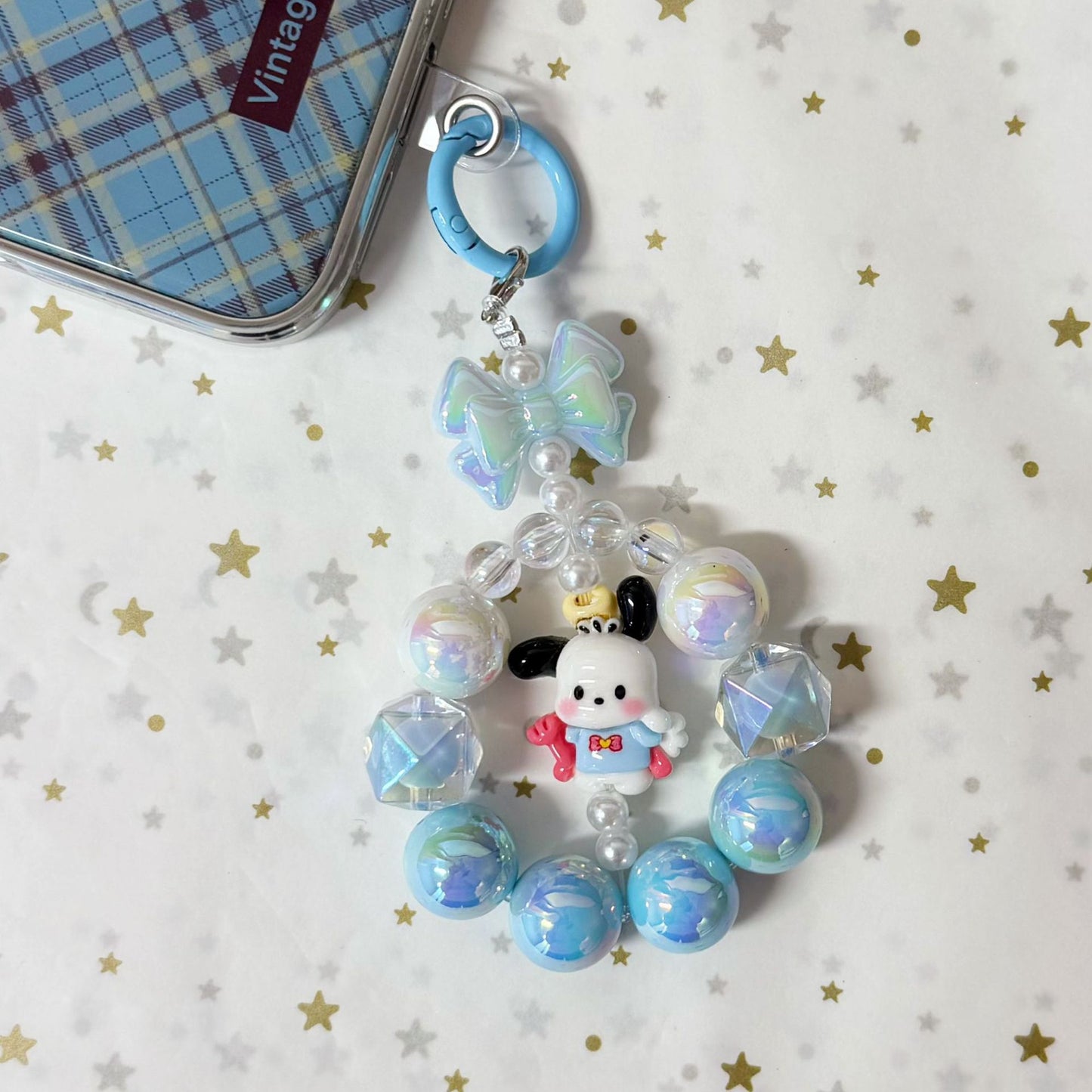 Cute Beaded Phone Charm Keychain