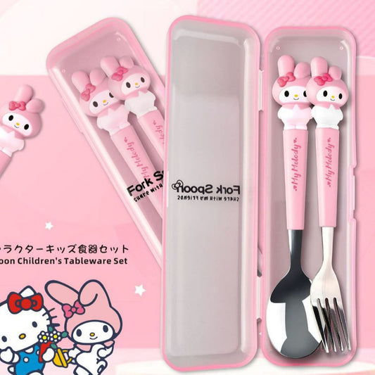 Sanri.o Portable Kids Stainless Steel Utensil Set