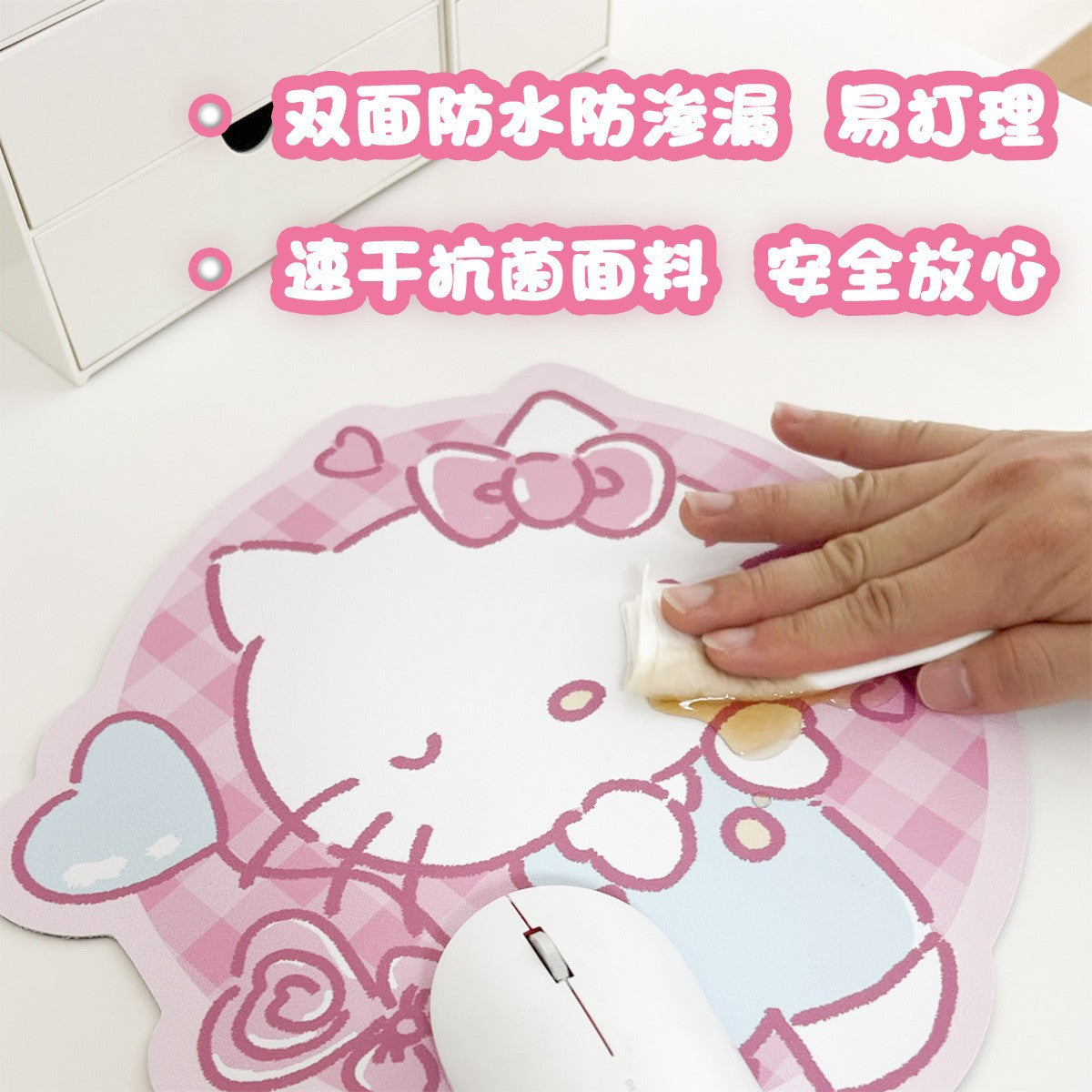 San.rio Cute Cartoon Leather Mouse Pad – Small Irregular Desk Mat