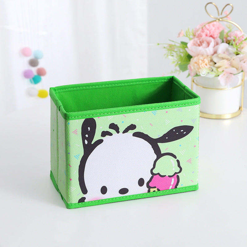 Cute Cartoon Foldable Storage Box, Sweet Desktop Organizer for Cosmetics, Students, Home & Desk