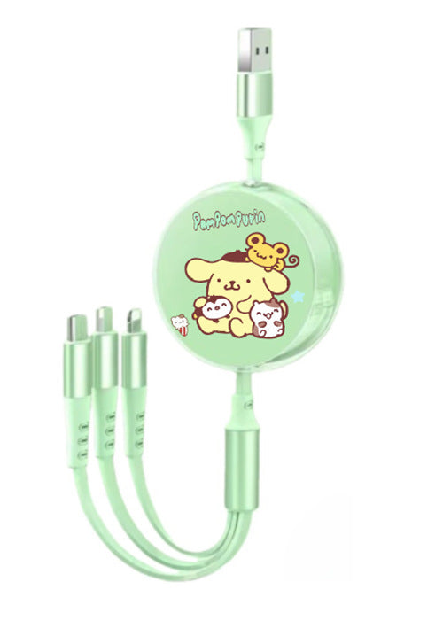 Cute Macaron 120W Retractable 3-in-1 Charging Cable