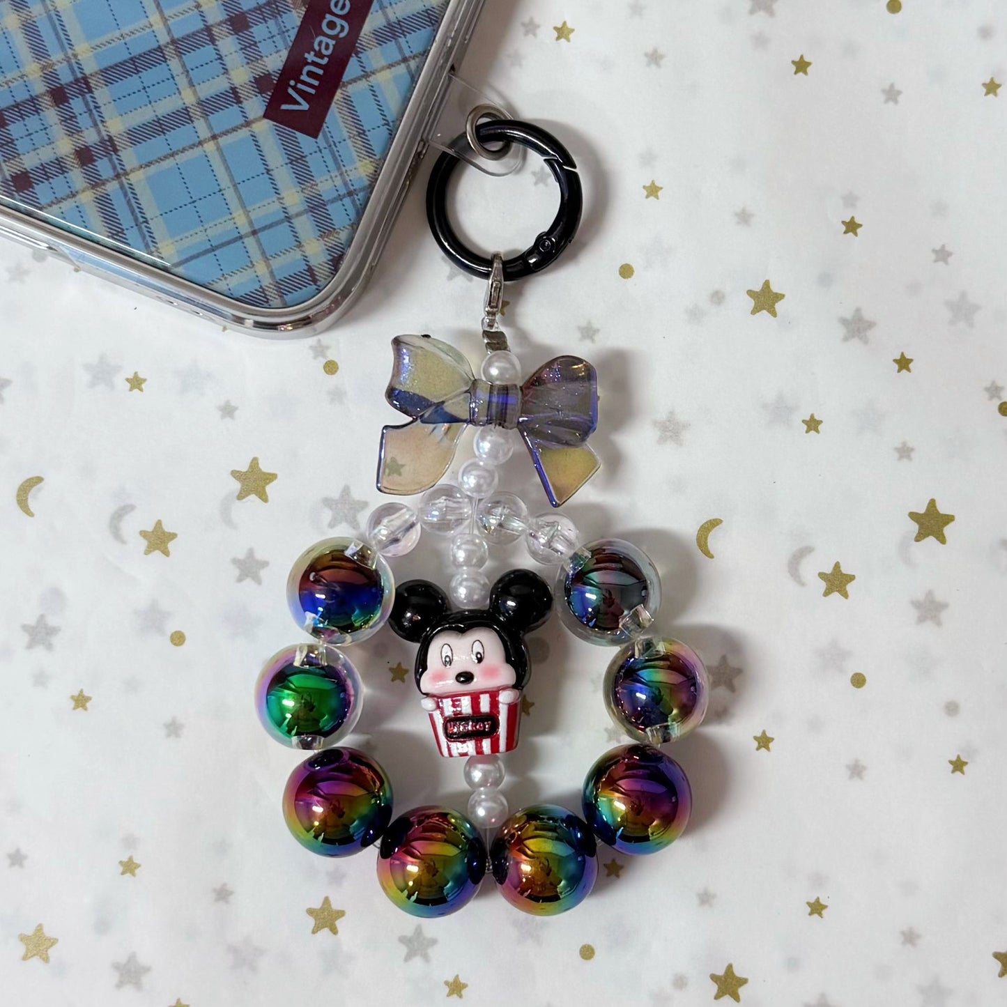 Cute Beaded Phone Charm Keychain
