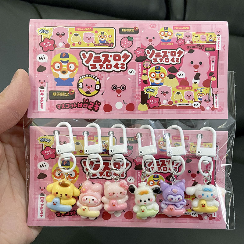 Cute Cartoon Resin Keychain Charms Set