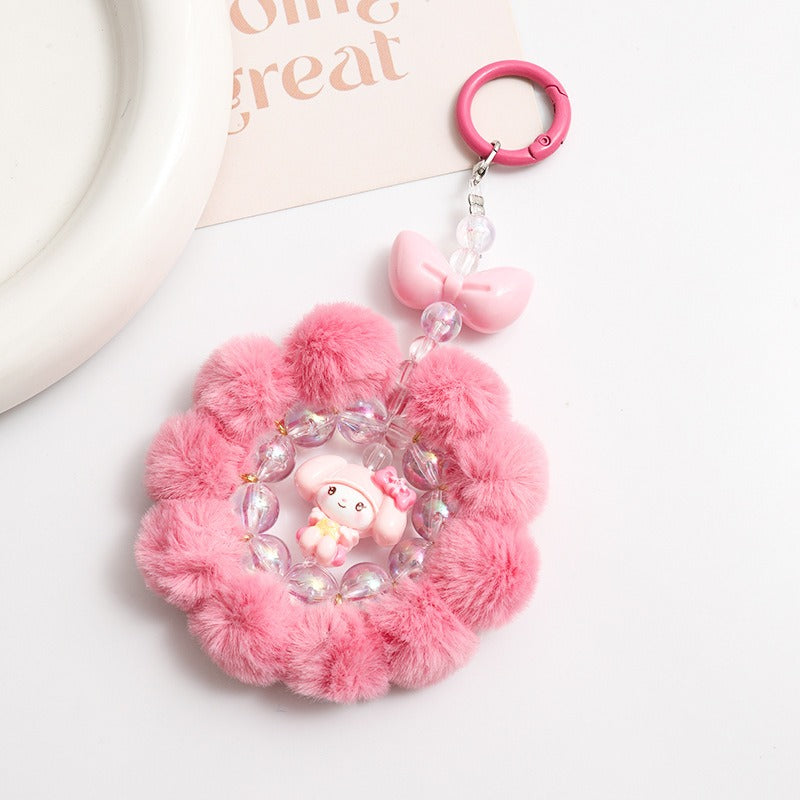 Cute Beaded Phone Charm Keychain
