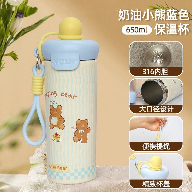 Cute Kawaii  Stainless Steel Travel Tumbler with Handle