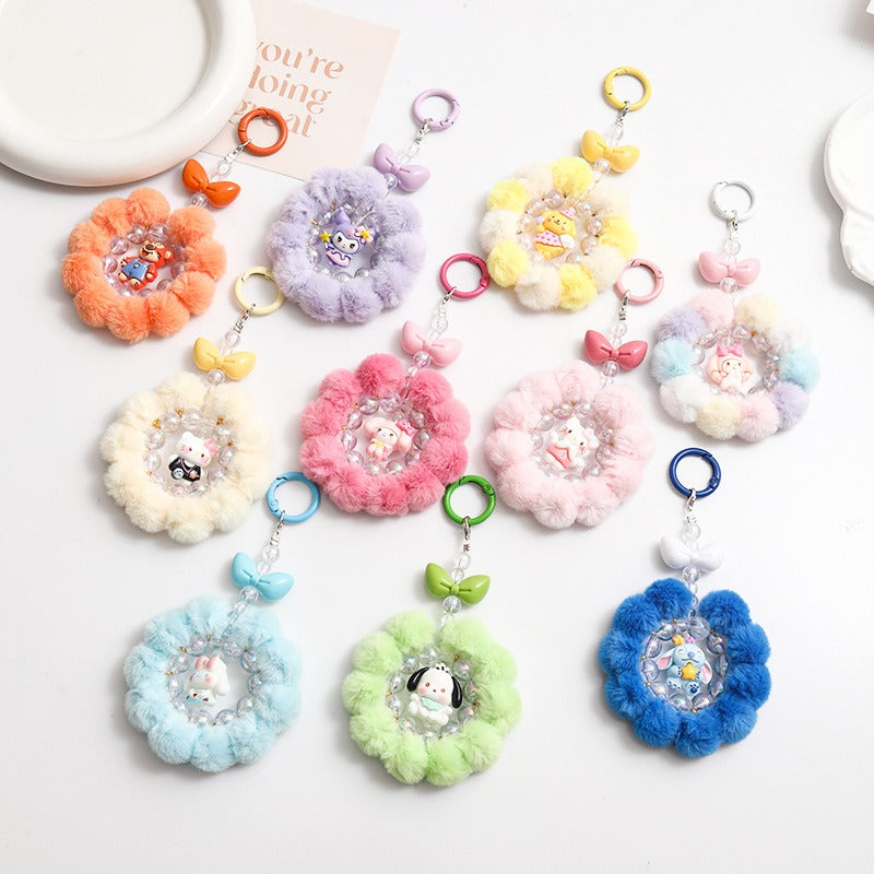 Cute Beaded Phone Charm Keychain