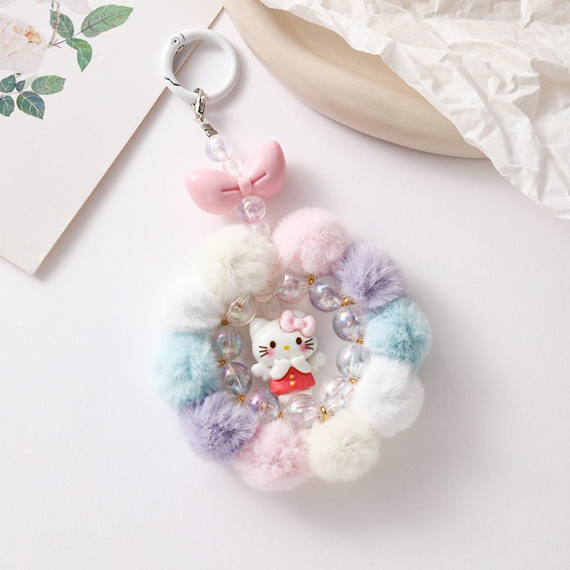 Cute Beaded Phone Charm Keychain